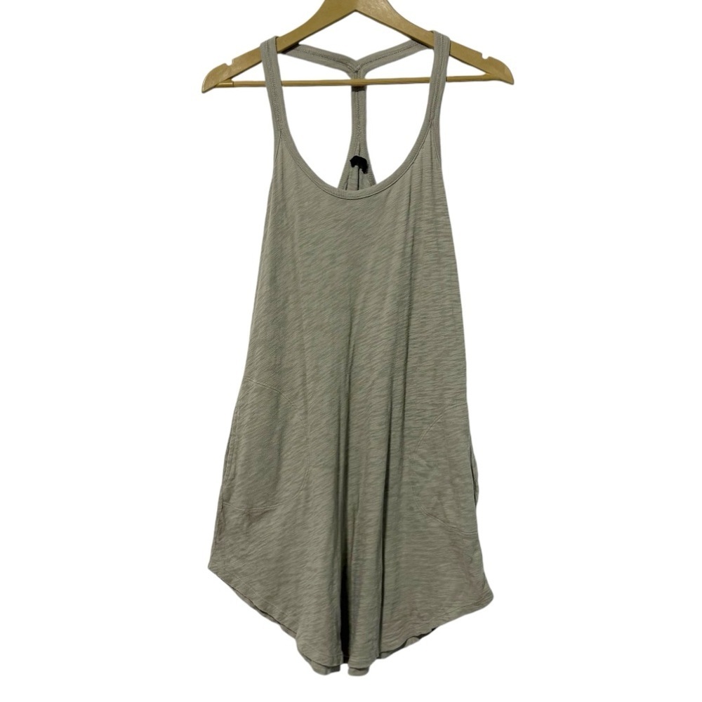 ATM Sage‎ Green Small Racerback Mini Dress With Pockets Minimalist Boho Neutral